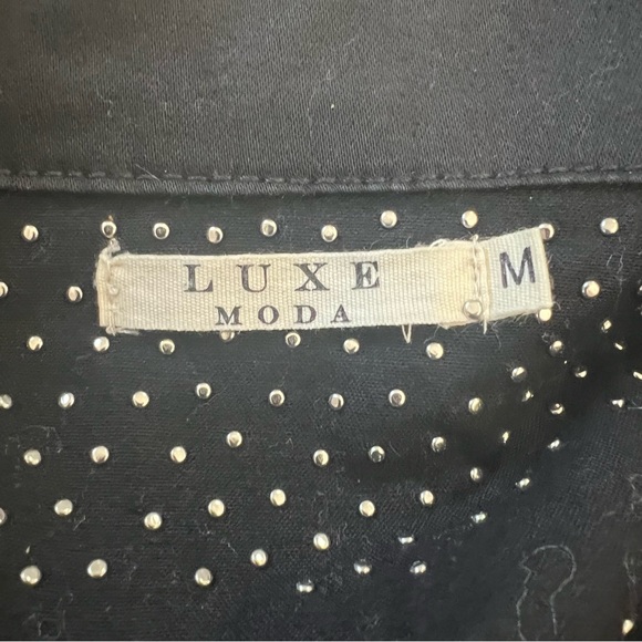 Vintage 90's Luxe Moda Black Studded Jean Jacket -- M - Picture 9 of 11